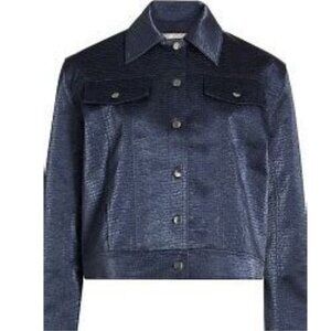 WAYF Camille Vegan Leather Jacket in Navy NWT sz M